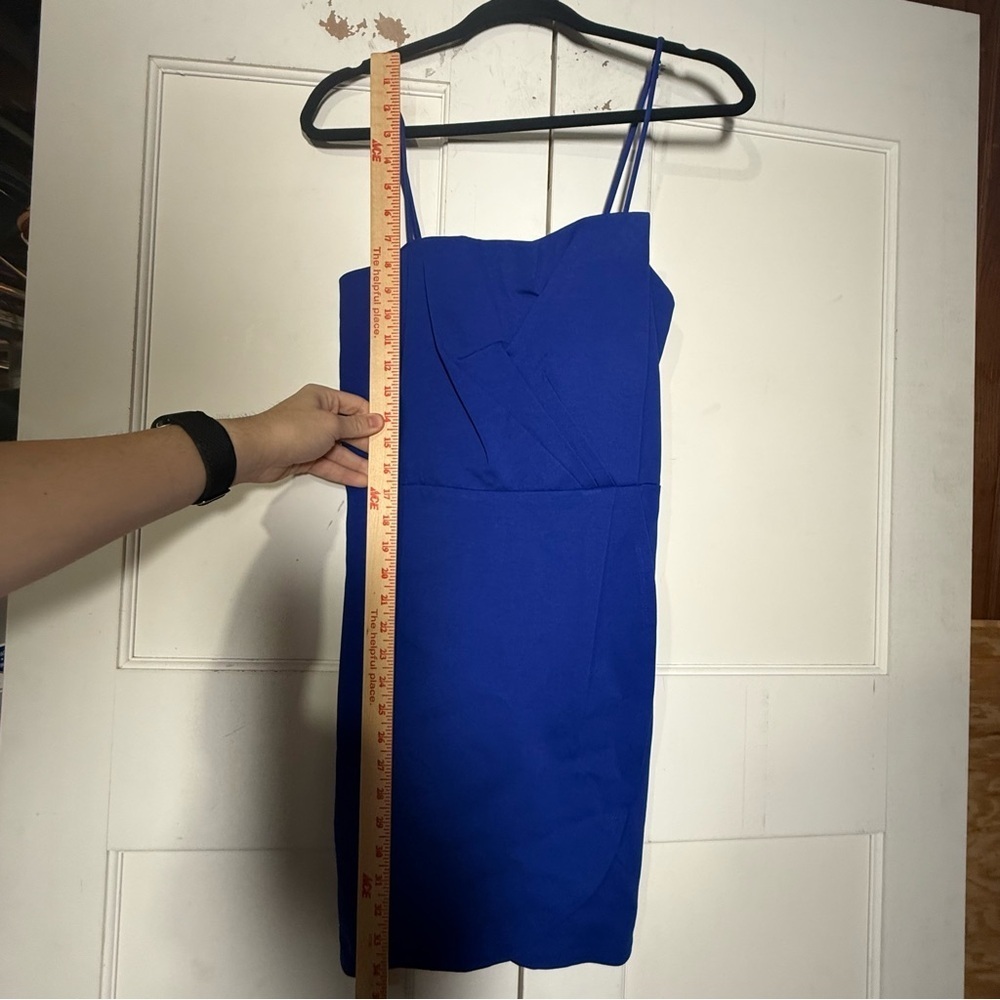Lulus Royal Blue Midi Sheath Dress Size Large NWT Lined Crepe Chest Sleeveless - Picture 3 of 10
